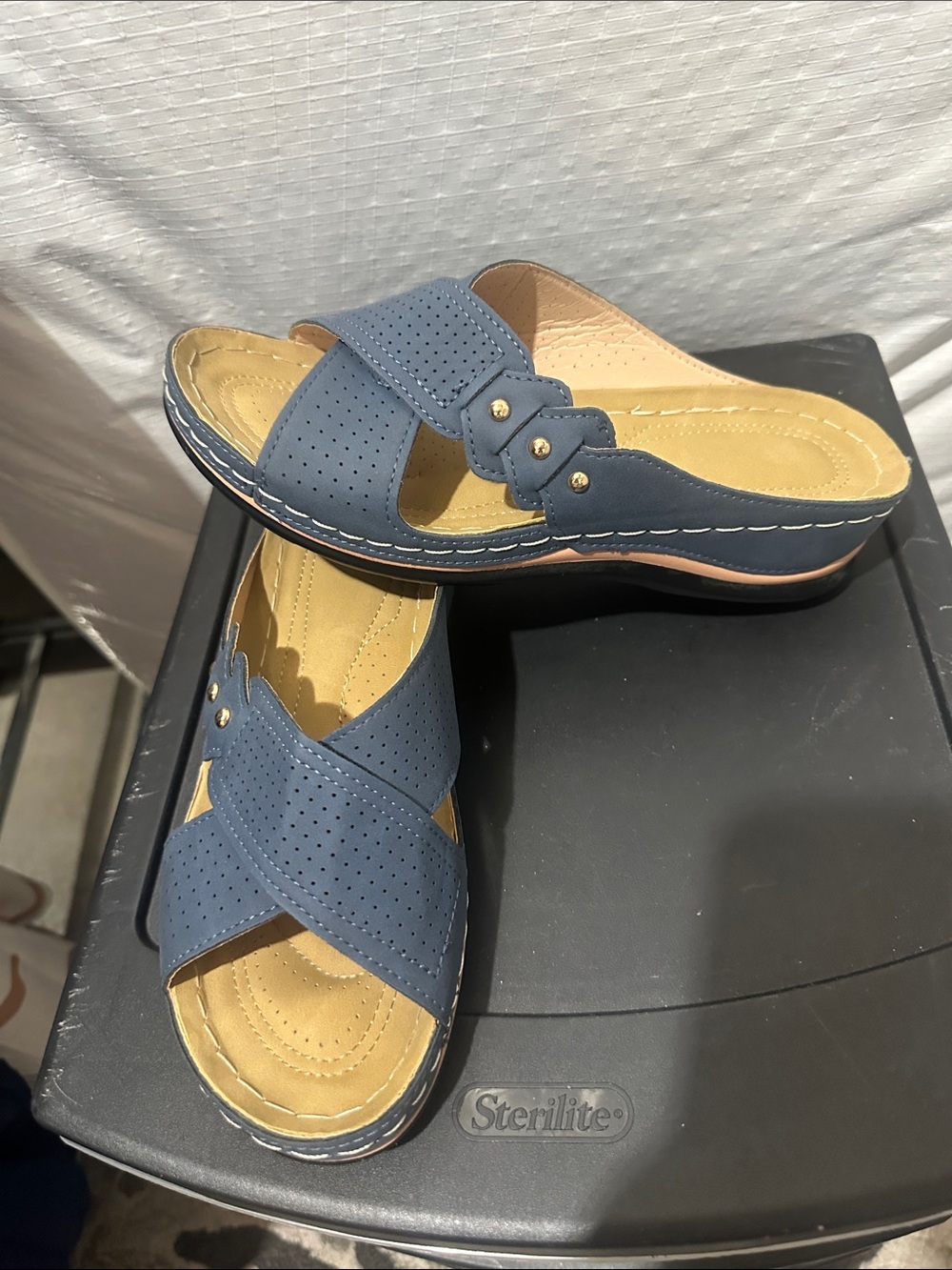Comfort Step Women’s Blue Slip-On Sandals